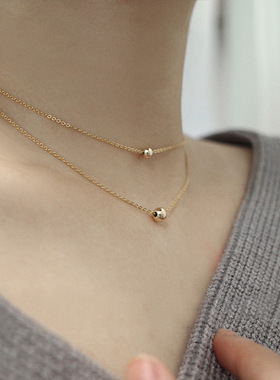 专柜撤柜捡漏项链S925纯银镀14K包金转运珠小众气质小金豆锁骨链