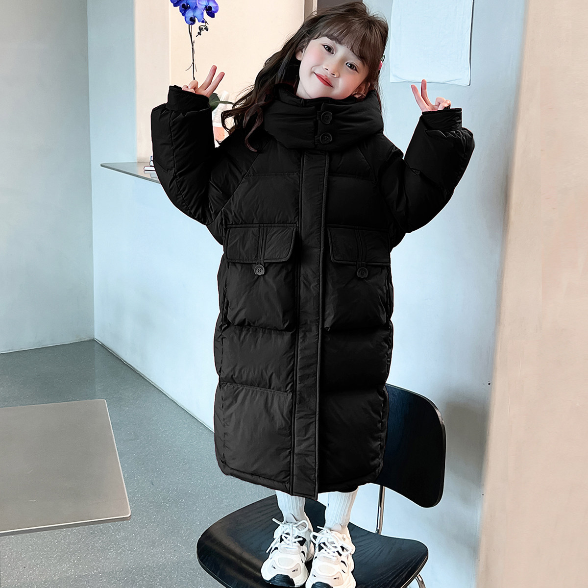 女童棉服冬装2025新款洋气儿童冬季中长款外套小女孩加厚棉衣棉袄,淘宝优惠券,粉丝福利购,淘宝优惠卷