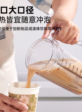 乐呵呵奶昔机超大杯挂式直式PC奶昔杯带刻度精准容量带刻度搅拌杯