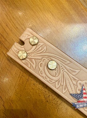 B美国西部牛仔皮带意大利植鞣革真牛皮压花 铜五金件三色可选