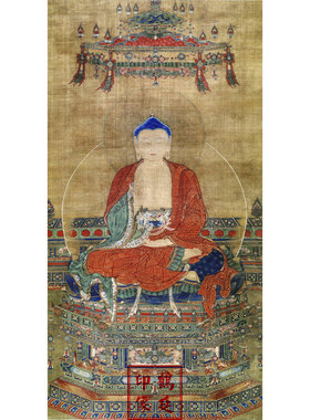 宝宁寺水陆画宝生佛水陆画不含装裱90X46cm