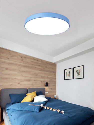 超薄led吸顶灯卧室灯简约现代创意圆形马卡龙儿童房过道阳台灯具 - 图0