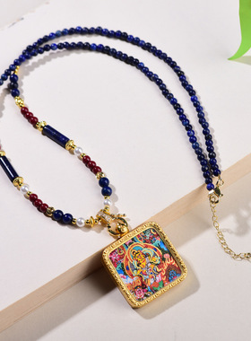 手工珠链草莓晶青金石项链吊坠绳快拆卡扣脖挂绳甜美简约万能链A