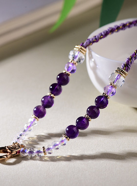 原创设计天然紫水晶项链女款轻奢小众锁骨链万能扣唐卡佛牌配饰A