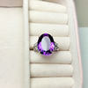 Natural amethyst ring for women simple Korean style rough stone