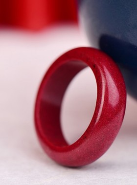 天然紫金朱砂戒指男女情侣款优雅