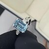 New light luxury fashionable natural Santa Maria aquamarine ring for women 925 silver plated 18K gold ring hot style