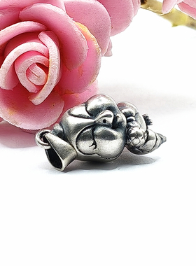 S999纯银3D硬复古泰做旧足银招财生肖鸡吊坠红黑绳男女款项链配件