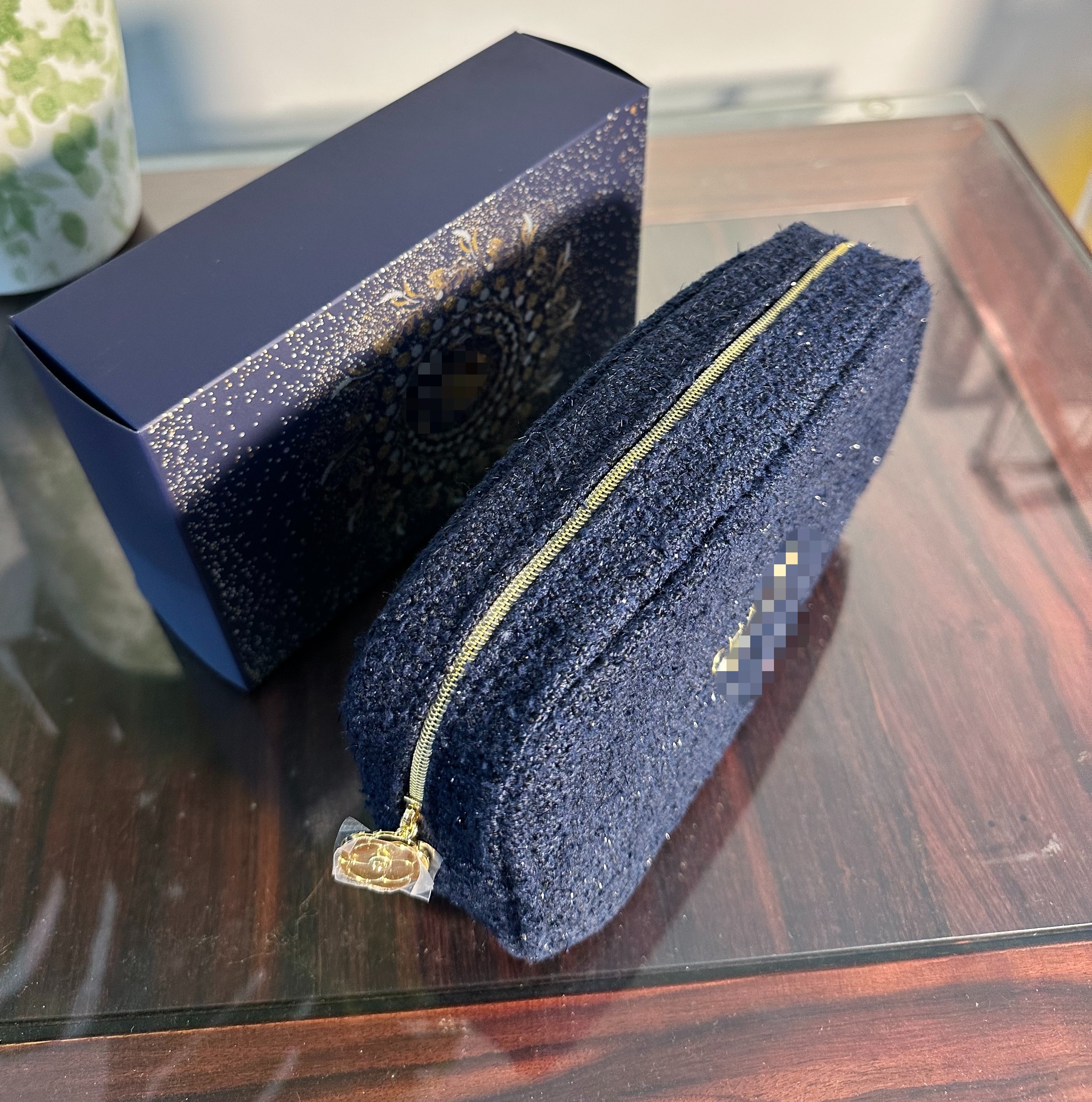 国内美妆柜台礼赠化妆包 蓝金色洗漱包简约便携旅行收纳包 手拿包,淘宝优惠券,粉丝福利购,淘宝优惠卷