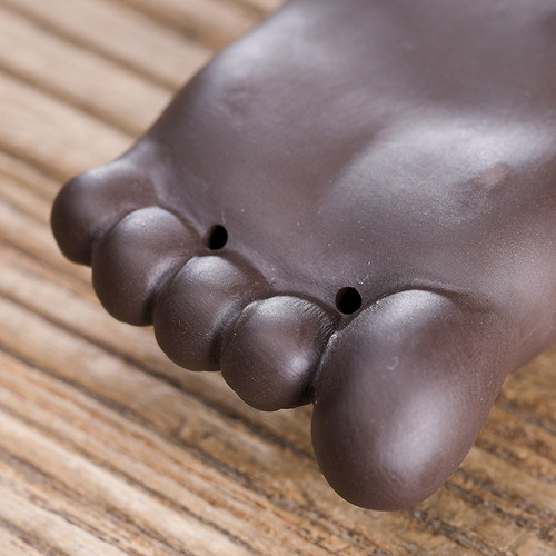 知足常乐 宜兴紫砂茶宠摆件精品可养创意小脚丫茶玩茶盘茶具配件 - 图2