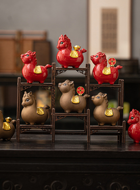 马上赚钱【转钱】趣味生肖马年家居办公桌茶几工位解压装饰小摆件