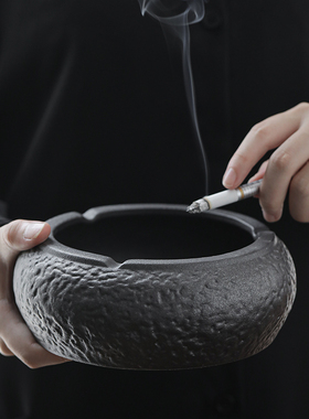 日式粗陶复古烟灰缸家用