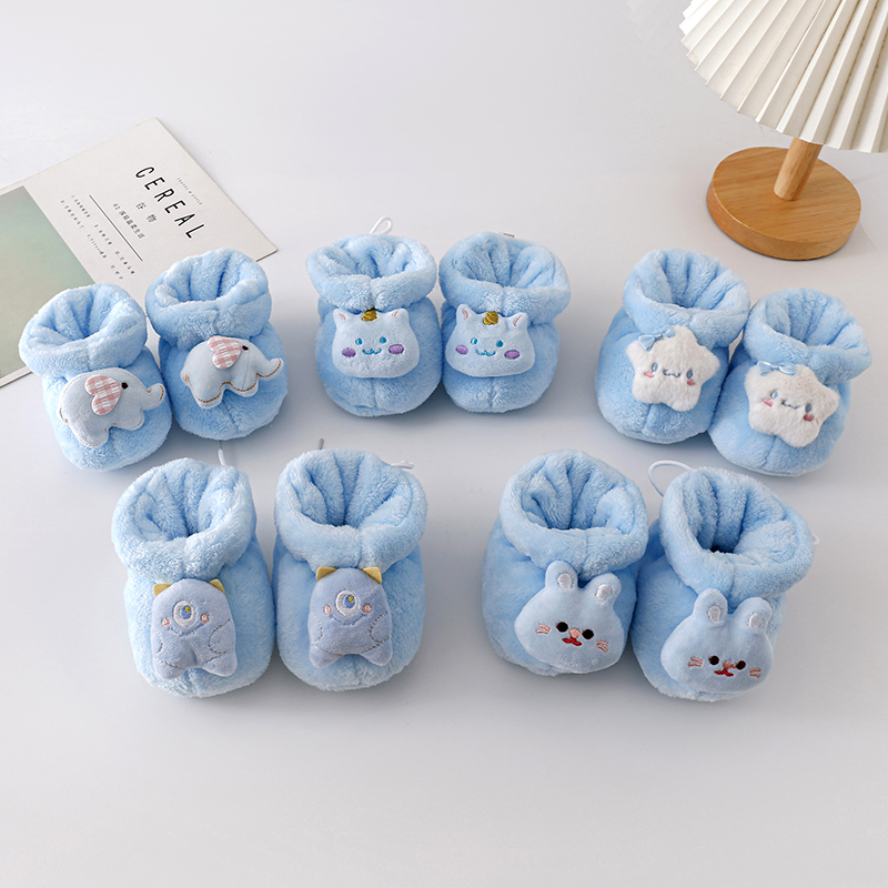 婴儿棉鞋秋冬软底0-3-6个月新生儿棉鞋不掉男女宝宝加绒婴儿鞋子