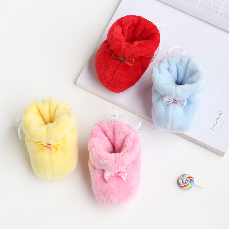 新生儿小棉鞋0-3-6个月初生儿男女宝宝软底鞋子秋冬季婴儿鞋加绒