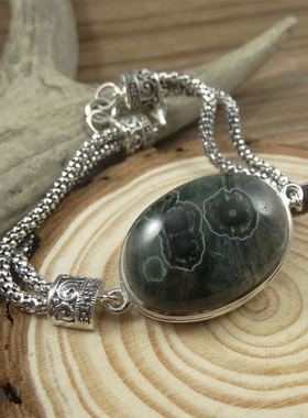 小众纯银镶嵌独特风纹理玛瑙手链