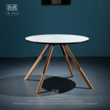 Северная бытовая домашняя квартира столовая ресторан, современный минималистский творческий сплошной древесина круглый обеденный стол