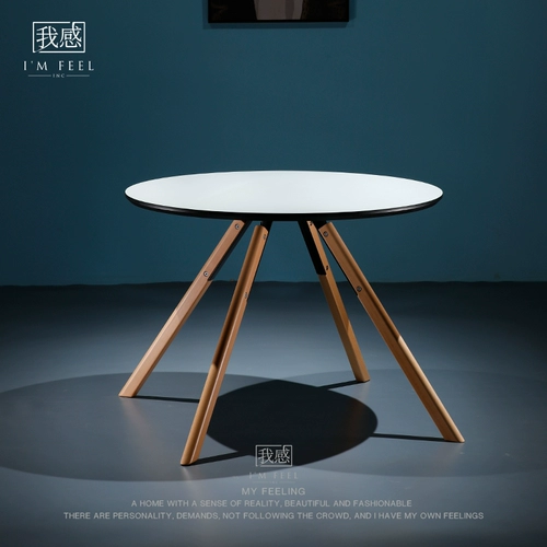 Северная бытовая домашняя квартира столовая ресторан, современный минималистский творческий сплошной древесина круглый обеденный стол
