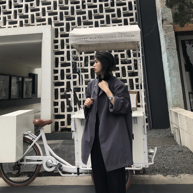 小西装外套女2024春秋新品韩版宽松设计感小众薄款气质中长款西服 - 图0