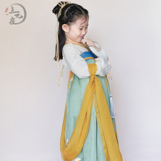 女童汉服夏秋齐胸襦裙原创国风唐制古风亲子复原锦棉对襟衫一片式