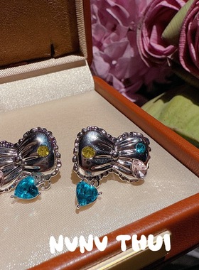 珠宝 圣玛利亚蓝宝石蝴蝶结宝石项链 晚宴高定 贝母蝴蝶水滴耳环