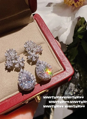 珠宝繁花水滴宝石项链新娘项链耳环套装蕾丝排钻戒指婚纱礼服宴会