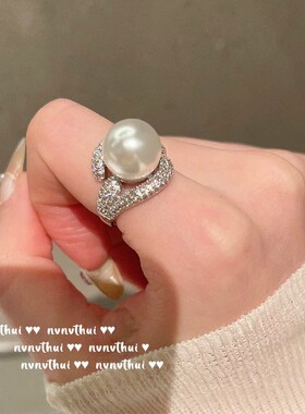 爱丽丝小姐花朵宝石戒指 手捧花 镀18K金 浪漫花海锆石珍珠戒