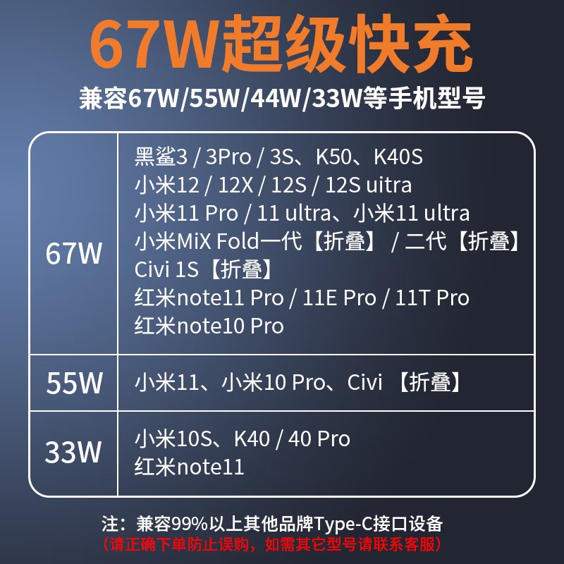 适用小米67W充电器头原装小米13 12S Ultra极速闪充6A数据线Civi 3 2手机小米平板5Pro红米-图1