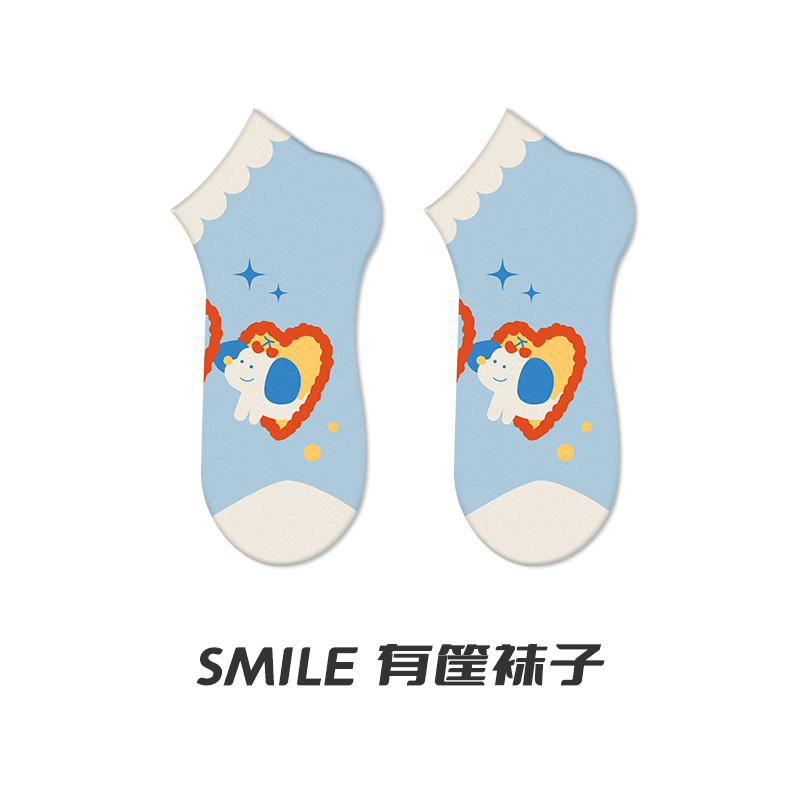 smile有筐袜子短袜女夏季船袜ins卡通原创可爱纯棉隐形袜浅口袜薄-图2