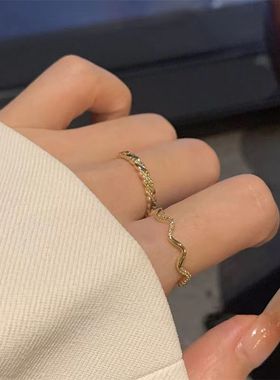 ins冷淡风戒指女小众设计感组合套戒甜酷简约开口个性关节指环潮