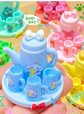 卡通创意茶壶卧室摆件 树脂仿真食玩儿童过家家微景观装饰摆件