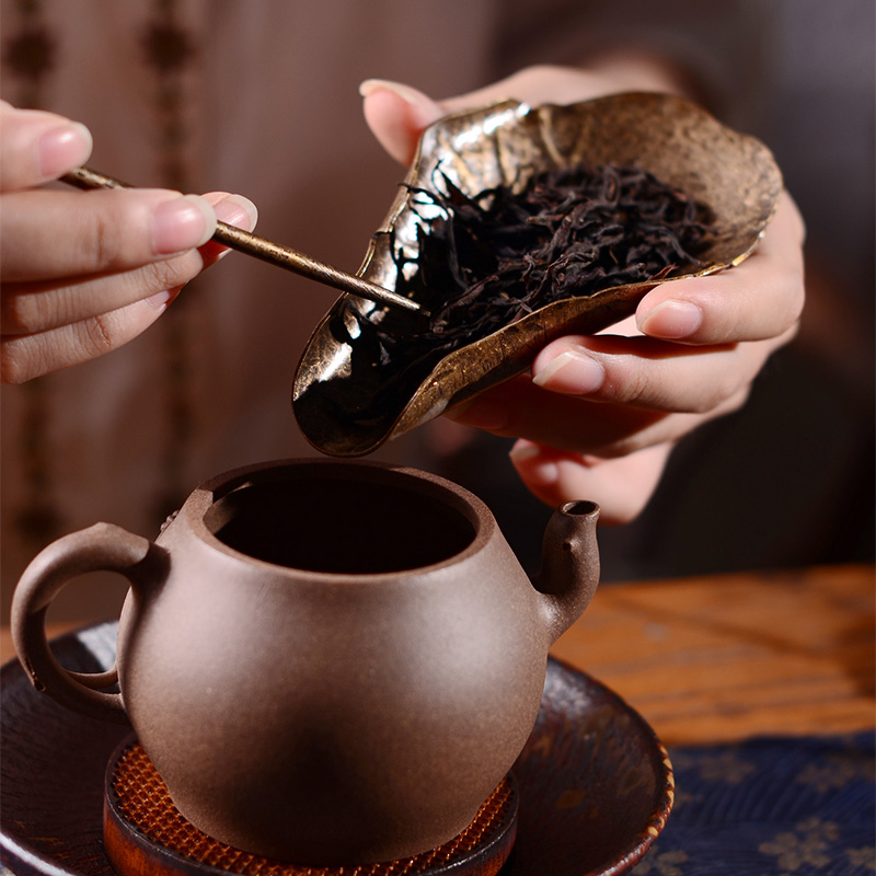 纯铜茶则茶拨套装铜茶则茶荷赏茶茶勺茶道六君子茶针赏茶器