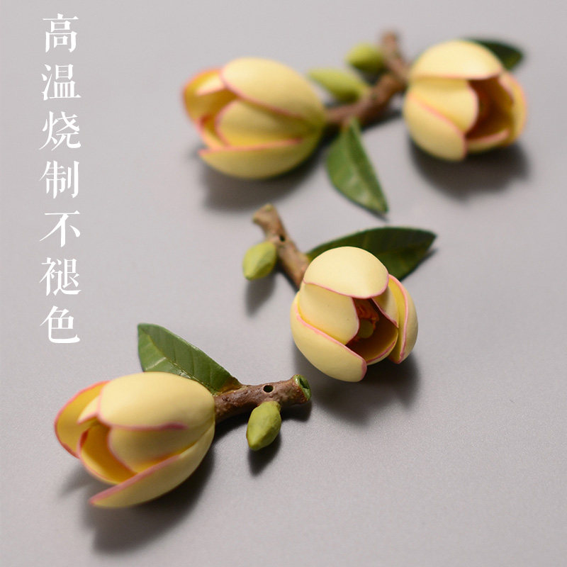 晗笑花手工陶瓷香插手捏陶瓷花茶道香插盘茶宠摆件线香插卧香香座 功夫道 淘优券