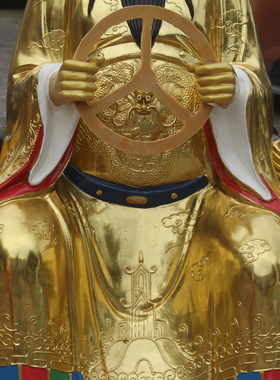 树脂1米车神寺庙贴金彩绘佛像