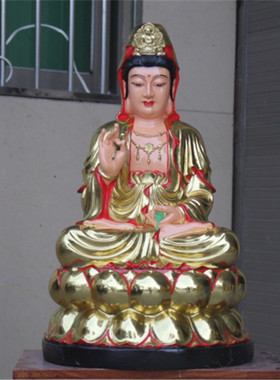 寺庙玻璃钢鎏金彩绘观音菩萨佛像