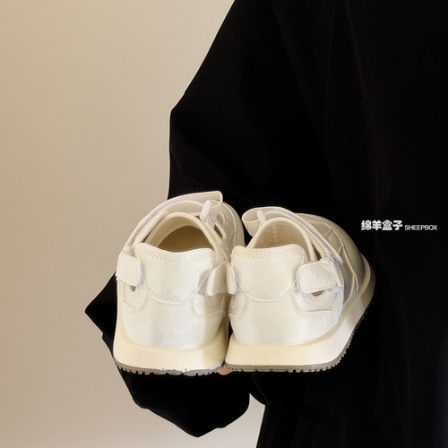 绵羊盒子厚底休闲鞋子女2026新款小白鞋夏不累脚绝美凉单鞋配裙子 - 图1