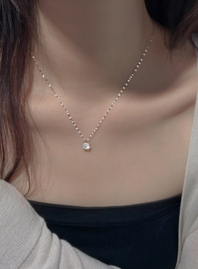 银奥999纯银女生方钻项链
