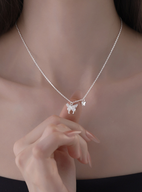 925银蝴蝶锁骨链女小众高级感