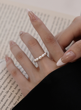 银奥女生925纯银珍珠戒指