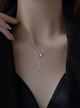 925纯银圆珠项链女2025新款爆款高级气质轻奢豆豆锁骨链颈链吊坠