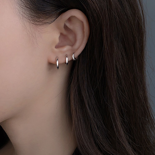 999纯银耳环女耳钉新款2026爆款耳扣小众轻奢耳圈耳骨养耳洞耳饰 - 图1