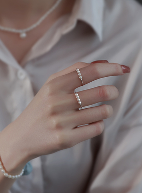 银奥925纯银施家珍珠戒指