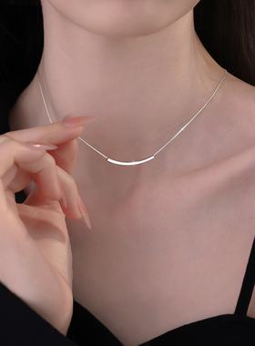 925银简约弯管锁骨链新款百搭