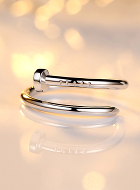 925银钉子情侣对戒食指尾