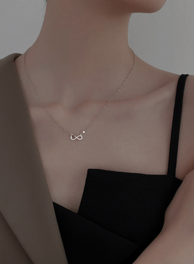 925纯银8字项链莫比乌斯锁骨链ins冷淡风2026新款爆款闺蜜二人款