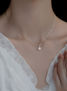 999足银珠珠单双层锁骨链