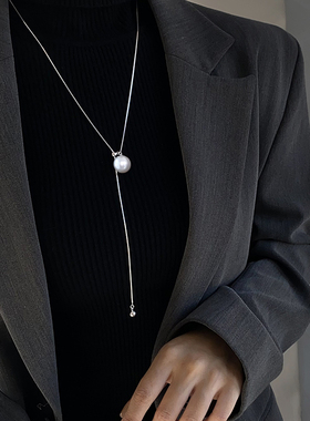 925纯银珠珠流苏毛衣链女款2025秋冬长款项链吊坠高级感气质饰品