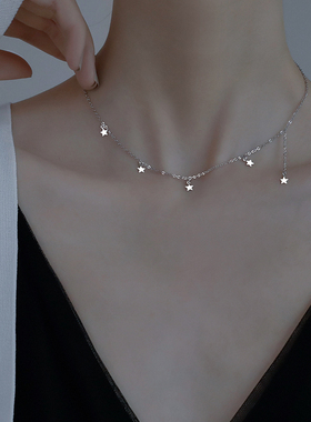 925纯银星星流苏项链女2026新款爆款设计韩版ins风简约锁骨链饰品
