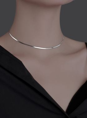 银奥925纯银蛇骨链女项圈