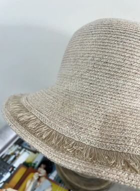 遮阳草帽出游优雅女春夏日本麻线