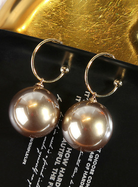 新品925银针韩版新年红色珠子耳